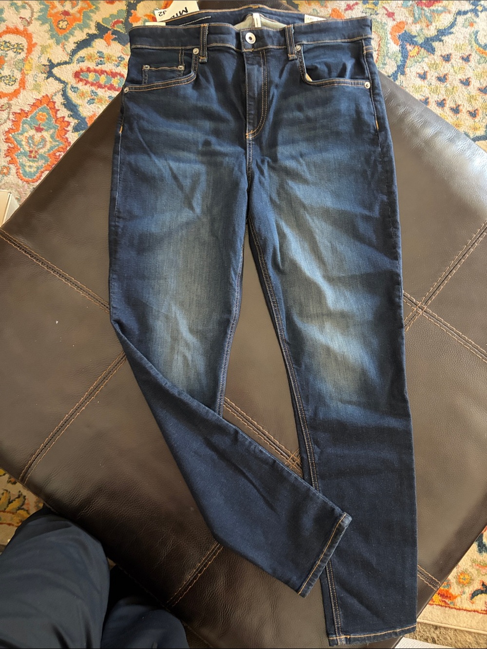 rag & bone Indigo Skinny Jeans with Faded Whiskering